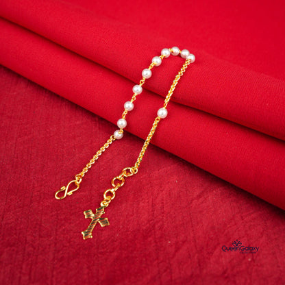 Gold Plated Pearl Rosary Hand  Chain