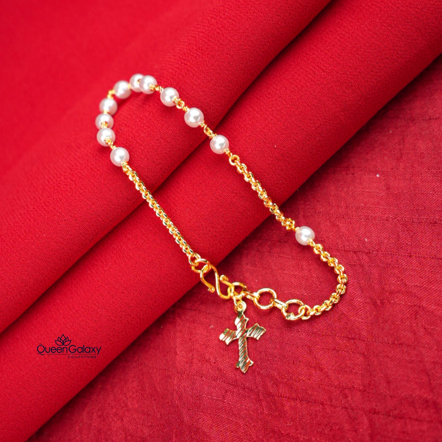 Gold Plated Pearl Rosary Hand  Chain