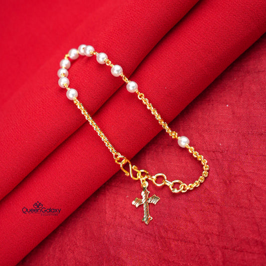 Gold Plated Pearl Rosary Hand  Chain