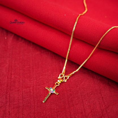 Gold Plated Chain With Cross Pendant