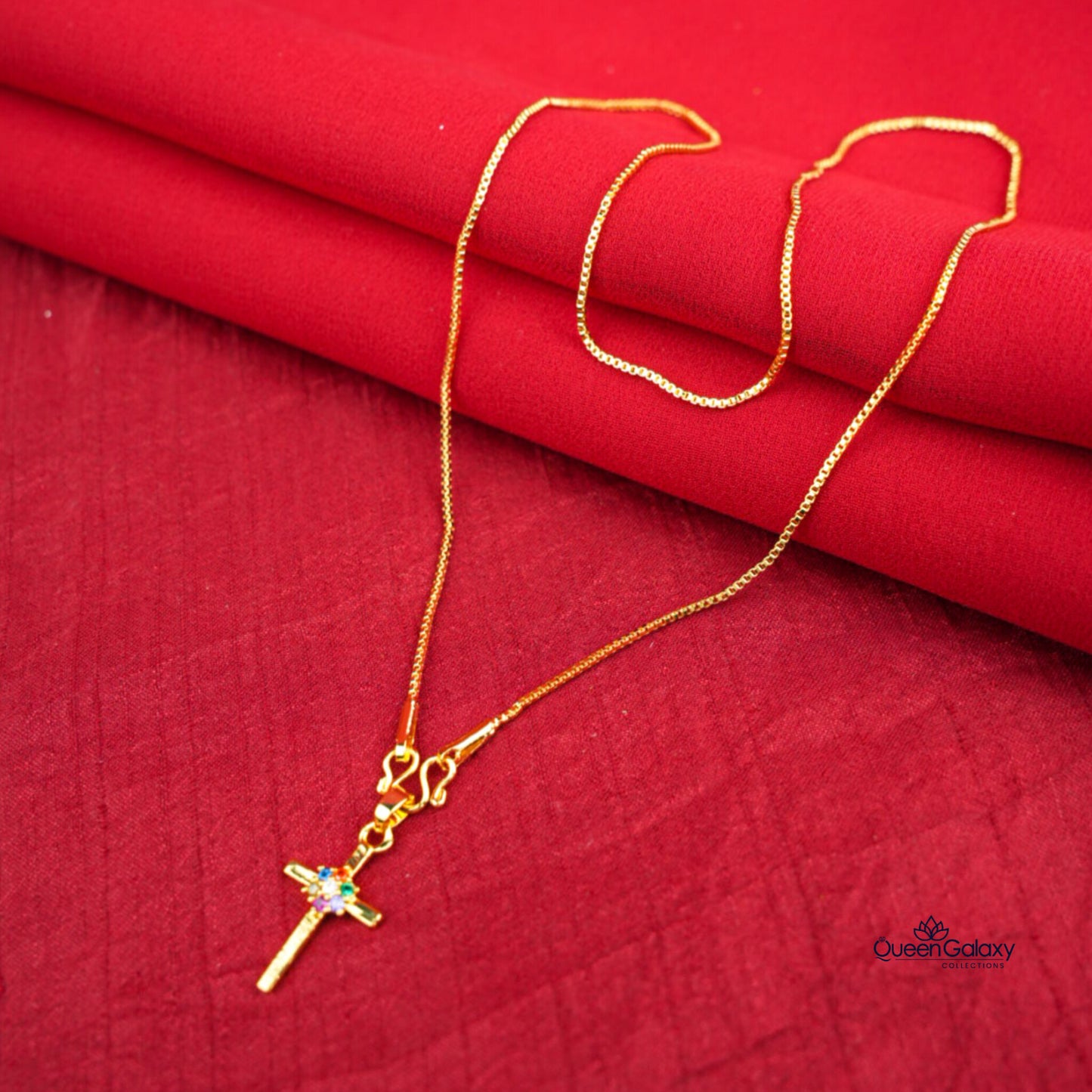 Gold Plated Chain With Cross Pendant