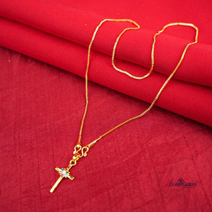 Gold Plated Chain With Cross Pendant