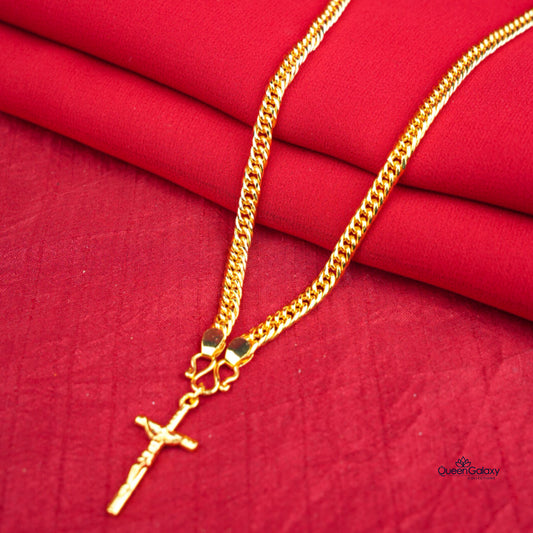 Gold Plated Chain With Cross Pendant