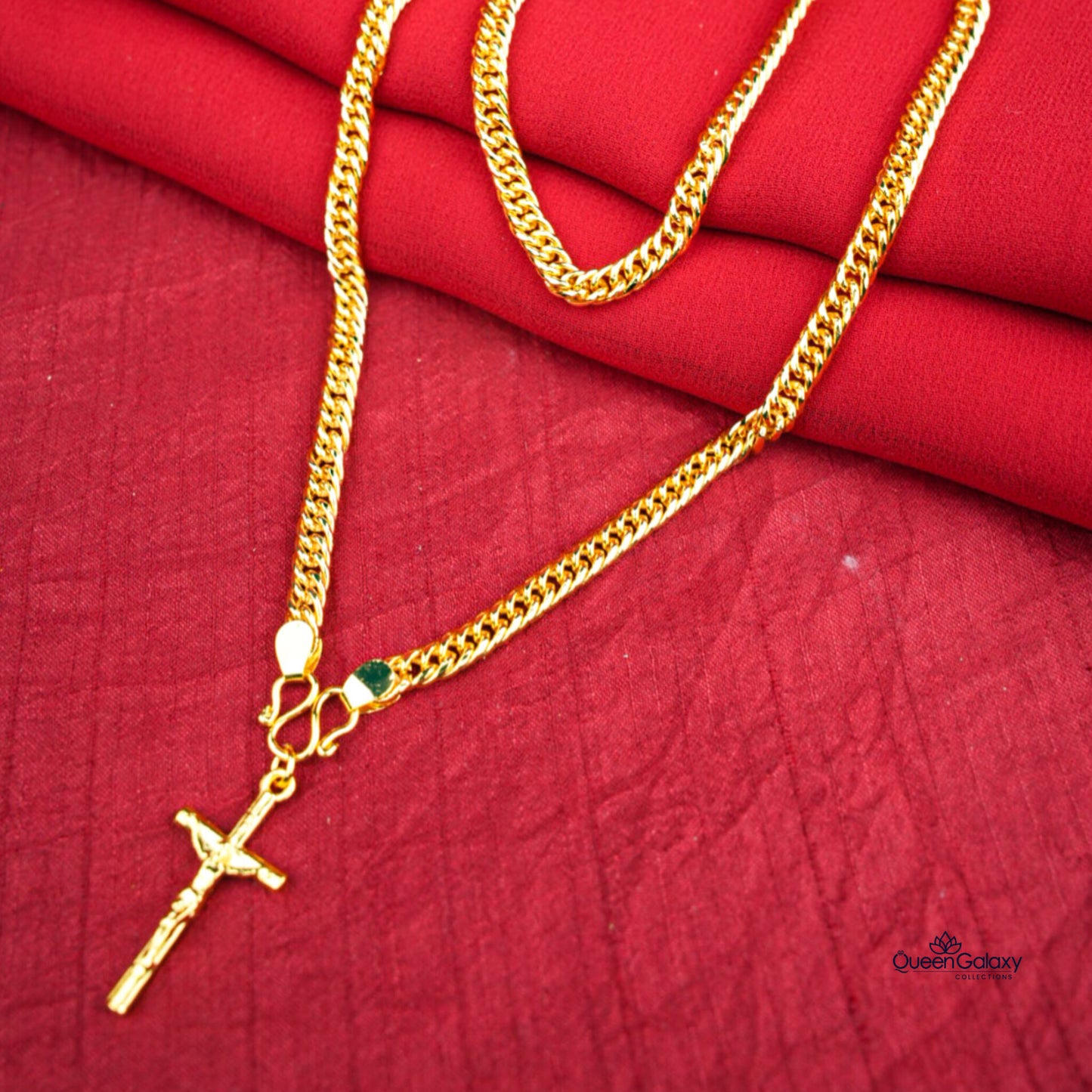 Gold Plated Chain With Cross Pendant