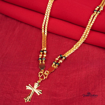 Gold Plated 2 Layer Karimani Chain With Cross