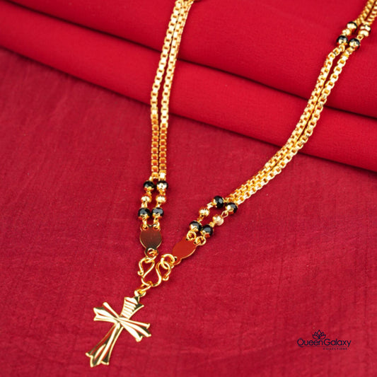 Gold Plated 2 Layer Karimani Chain With Cross