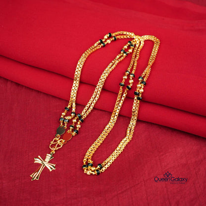 Gold Plated 2 Layer Karimani Chain With Cross