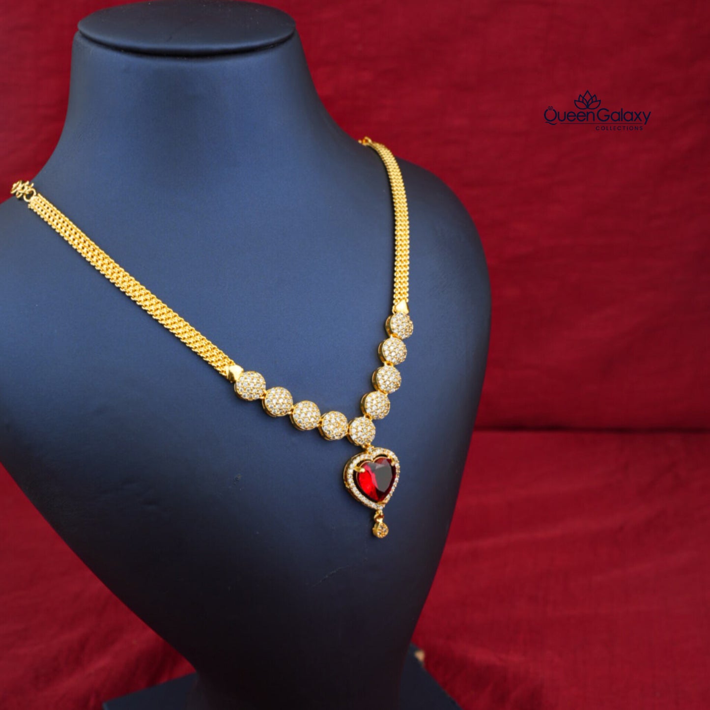 Gold Plated Diamond  Look  Necklace