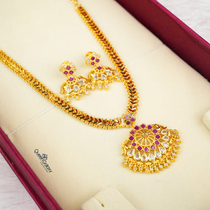 Gold Plated Necklace With Earrings