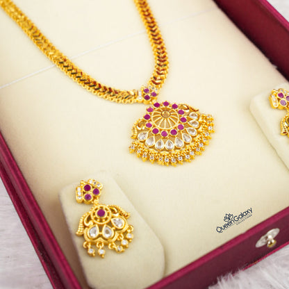 Gold Plated Necklace With Earrings