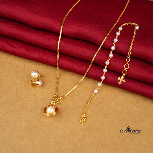 Gold Plated Pearl Combo Set