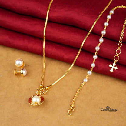 Gold Plated Pearl Combo Set