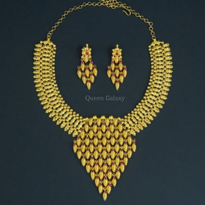 Gold Plated Ad stone Necklace With Stud