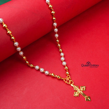 Gold Plated Pearl Chain With Pendant