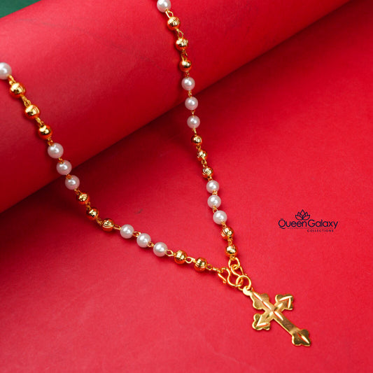 Gold Plated Pearl Chain With Pendant