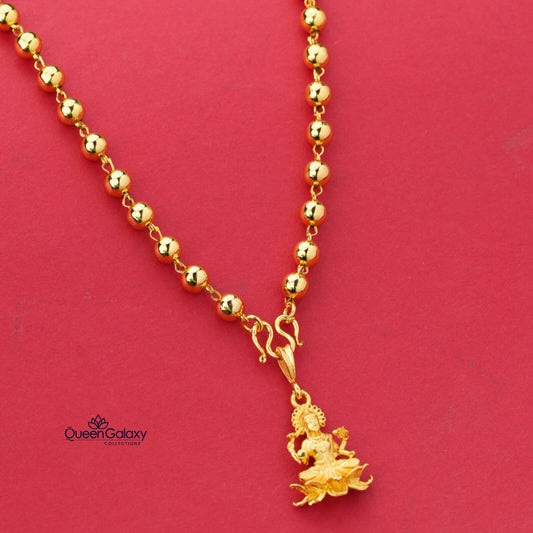 Gold Plated Manimala With Lakshmi Devi Pendant