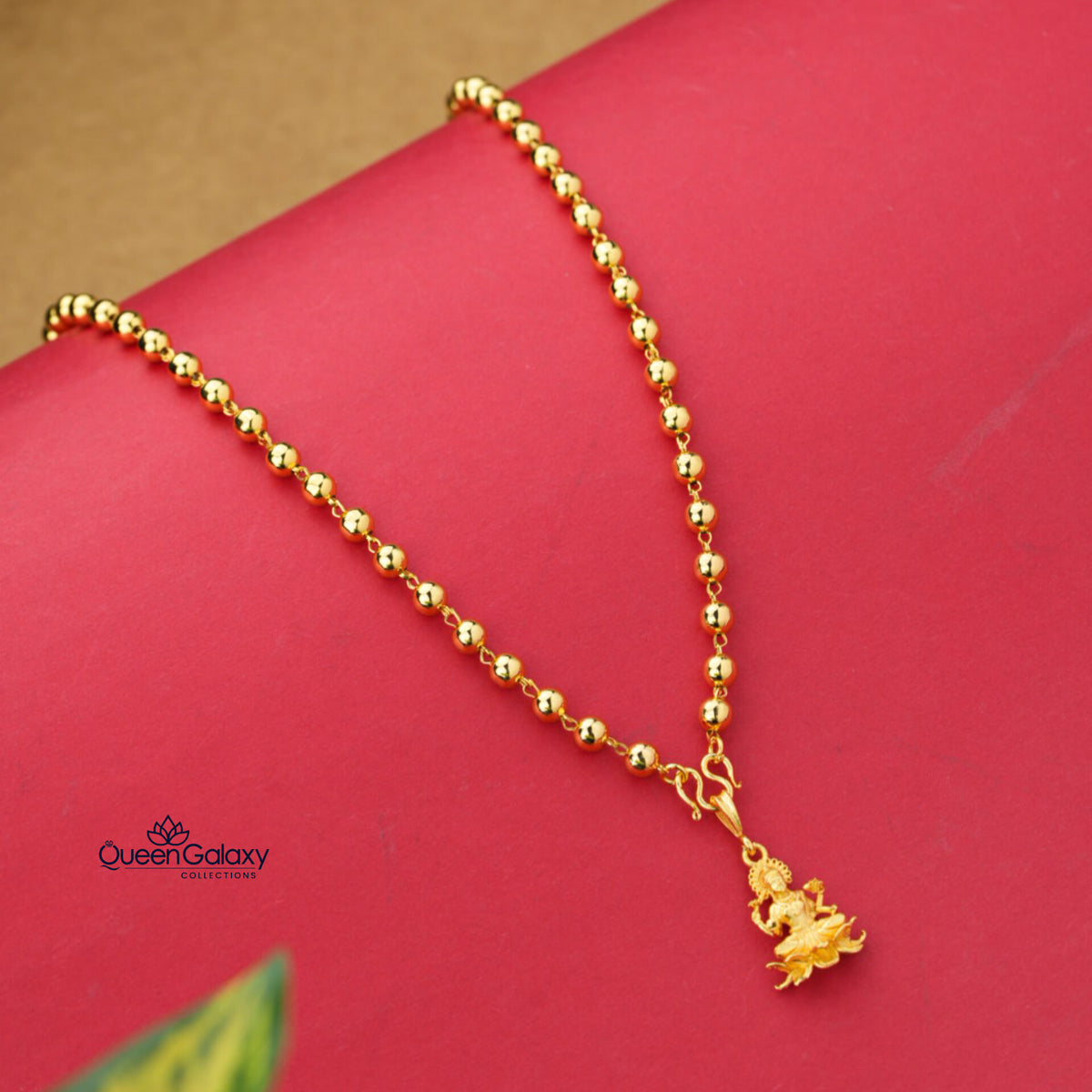 Gold Plated Manimala With Lakshmi Devi Pendant