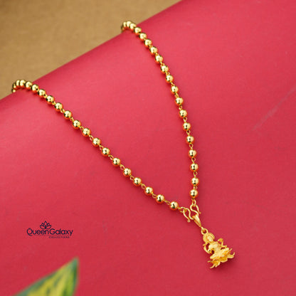 Gold Plated Manimala With Lakshmi Devi Pendant