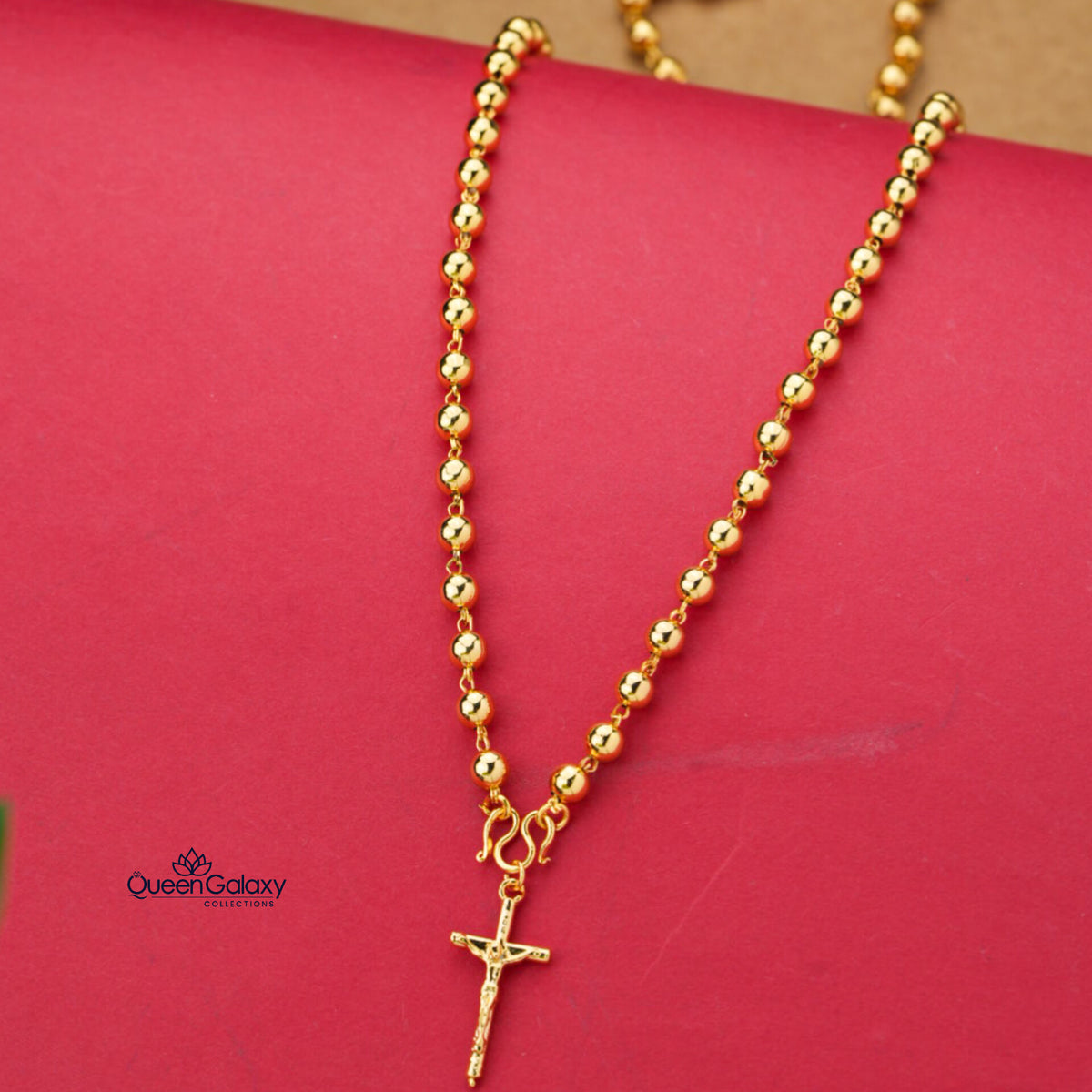 Gold Plated Manimala With Cross