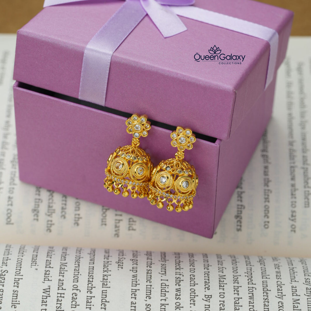 Gold Plated AD Stone Jumka