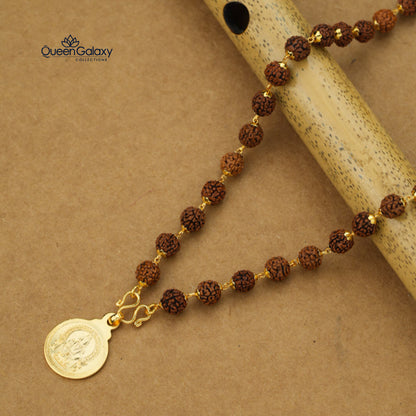 Gold Plated Rudhraksha Chain With Pendant