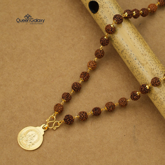 Gold Plated Rudhraksha Chain With Pendant