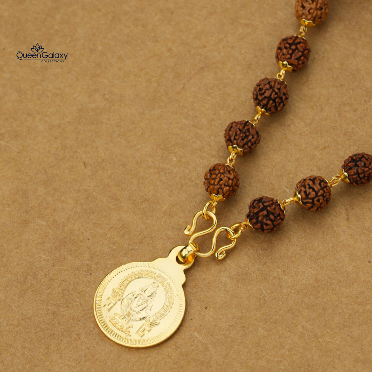 Gold Plated Rudhraksha Chain With Pendant