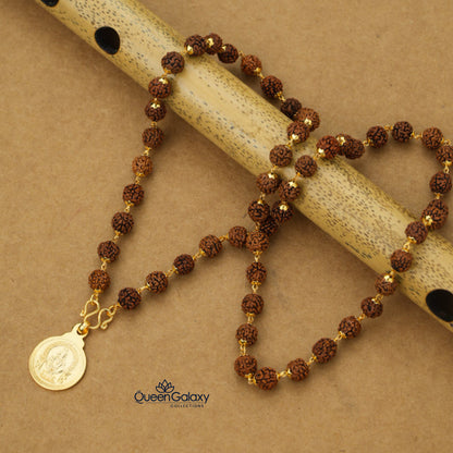 Gold Plated Rudhraksha Chain With Pendant