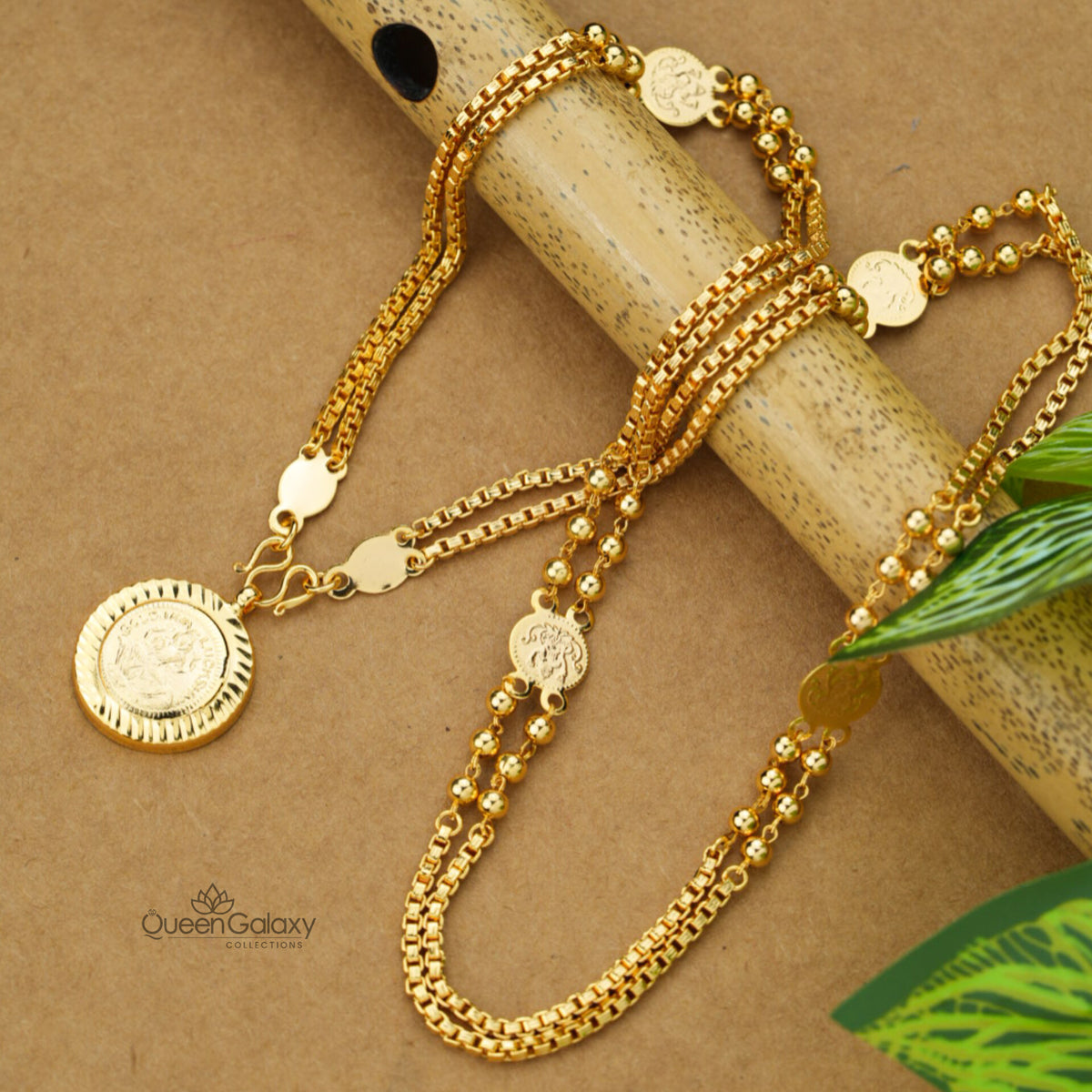 Gold Plated Coin Chain With Pendant