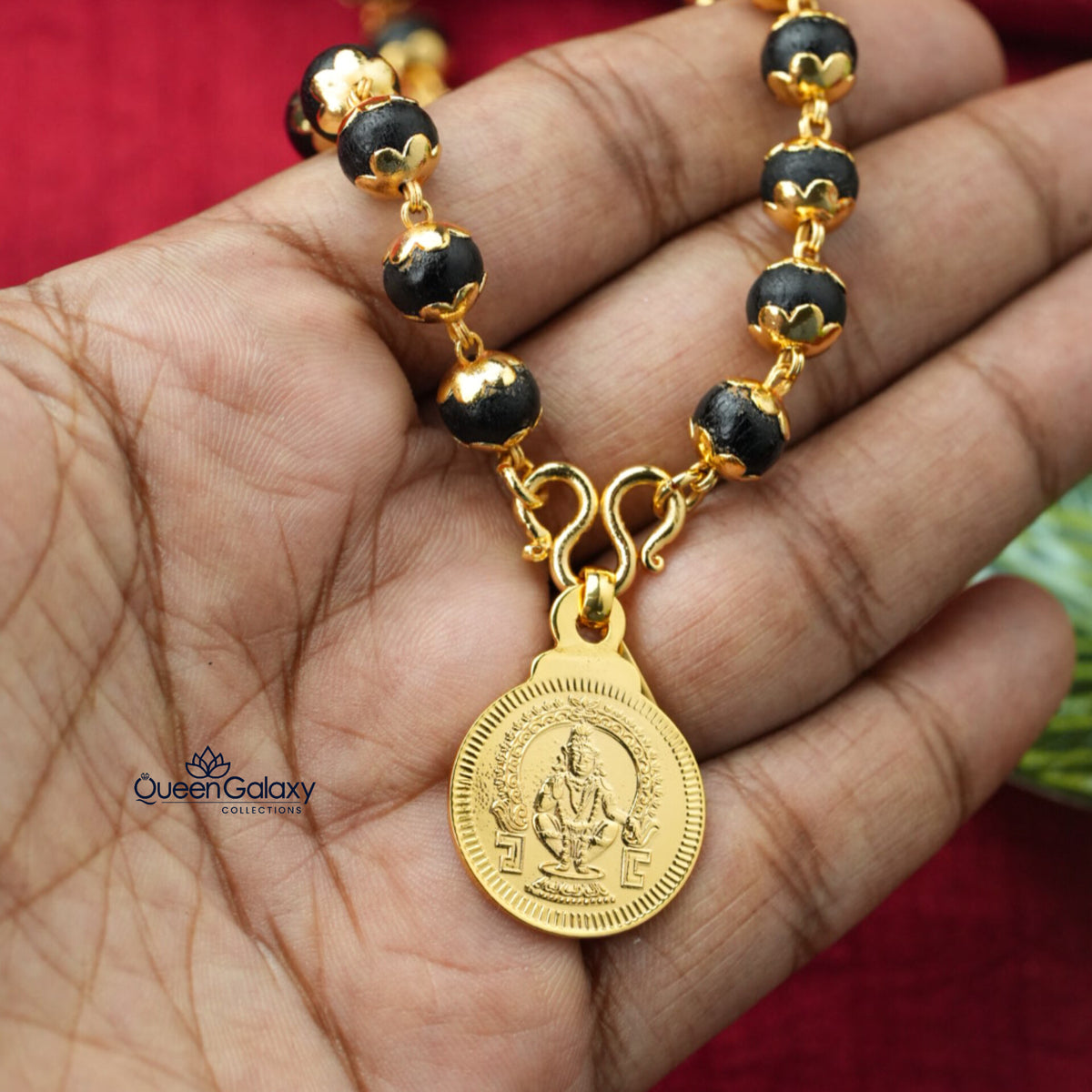 Gold Plated Special Work Karingali Chain With Ayyappa Swami Pendant