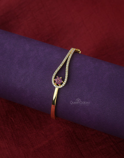 Goldplated AD Stone Lock Bangle