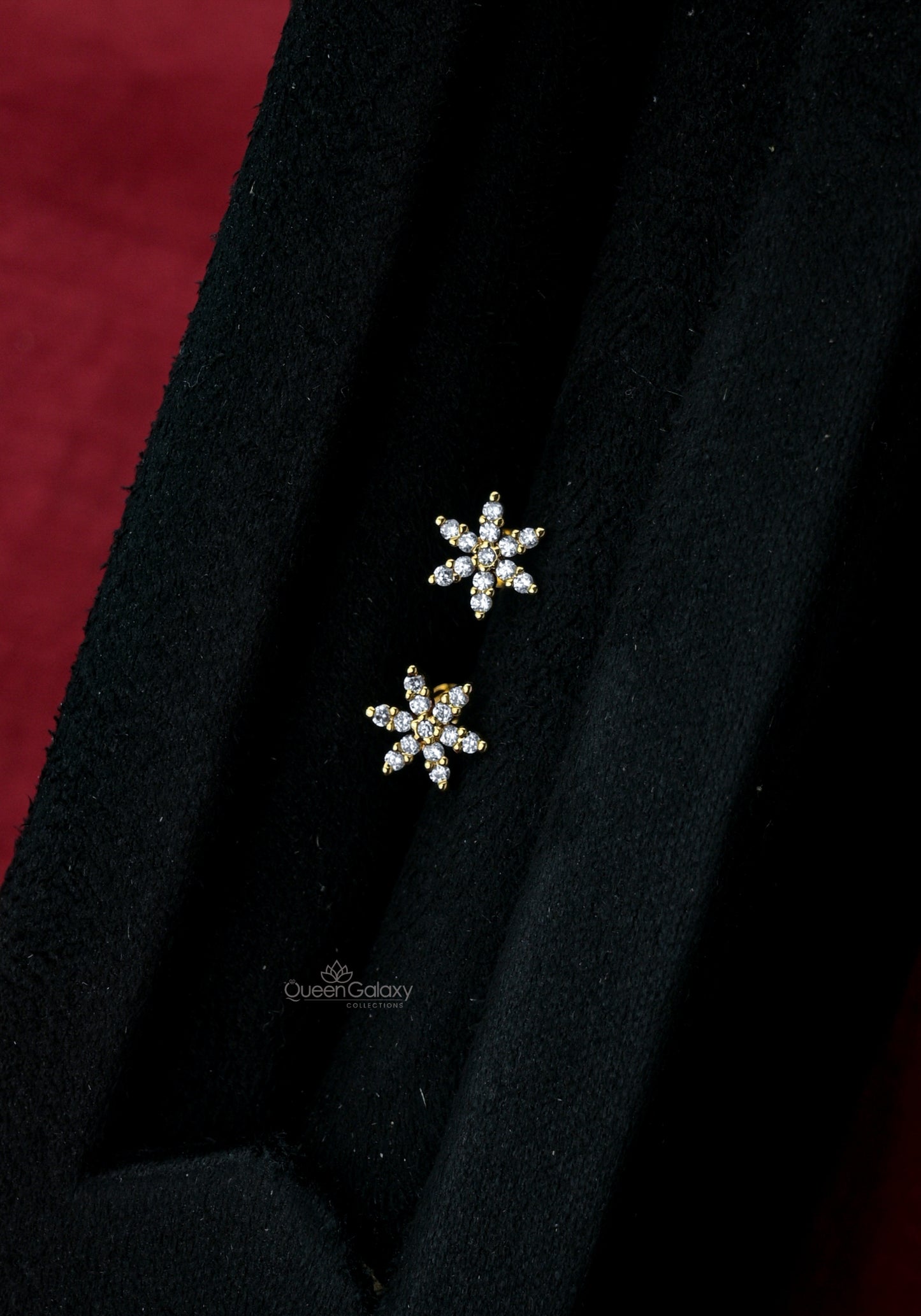 Goldplated Diamond Look Nosepin And Second Stud