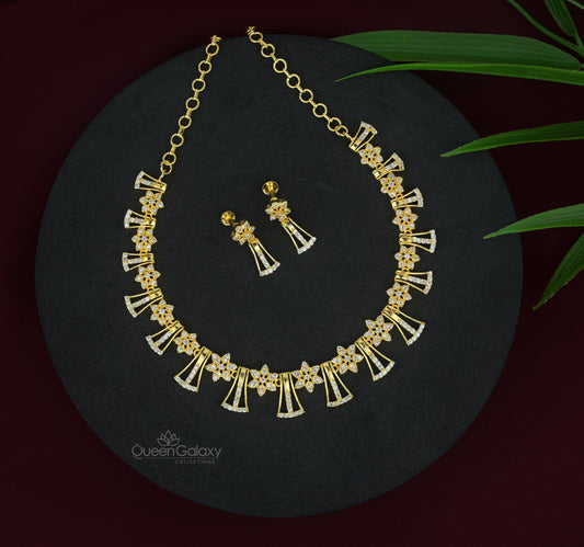 Goldplated AD Stone Necklace With Earrings