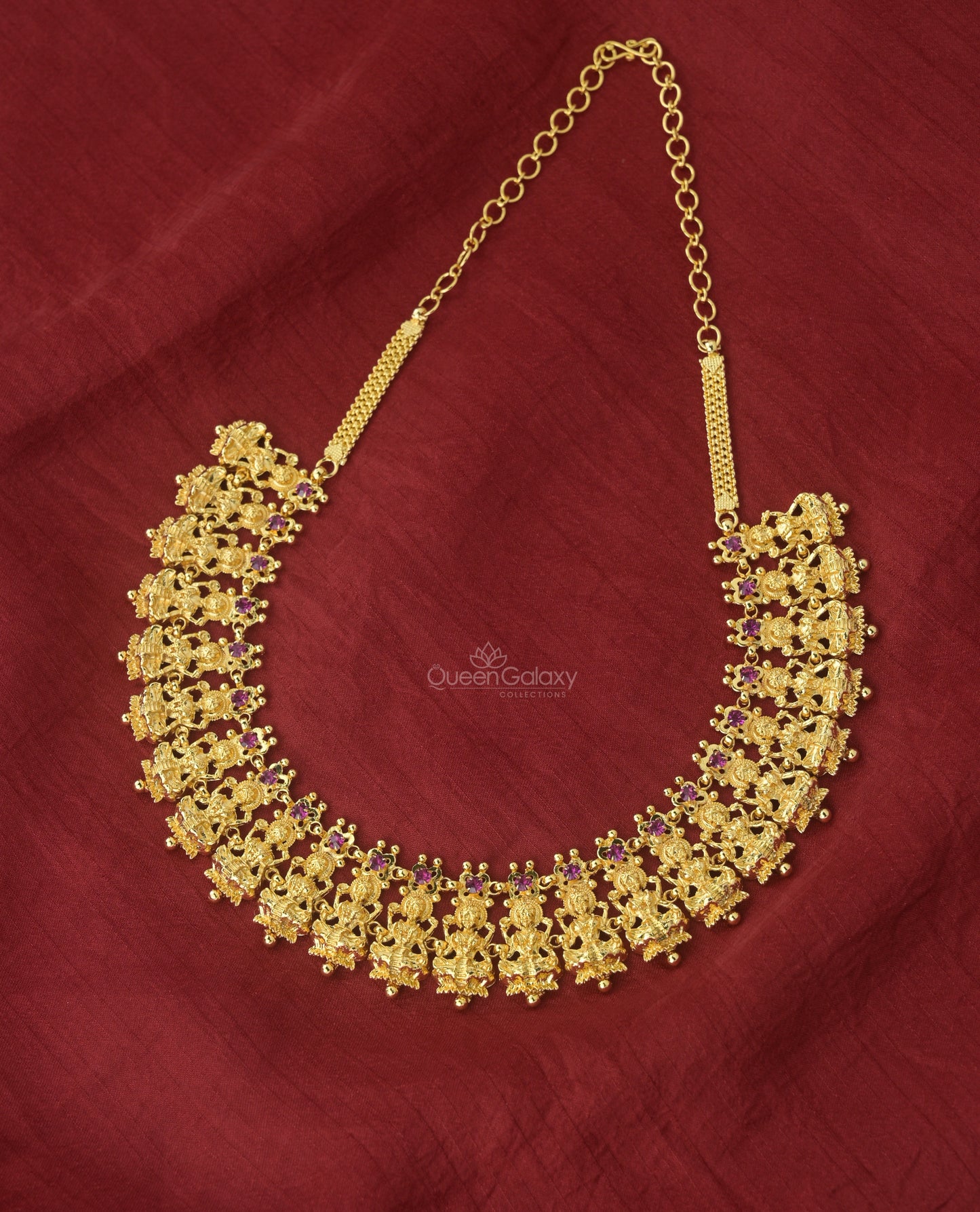 Goldplated Ruby Stone Lakshmi Necklace
