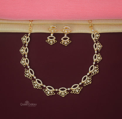 Goldplated AD Stone Neclace With Earrings