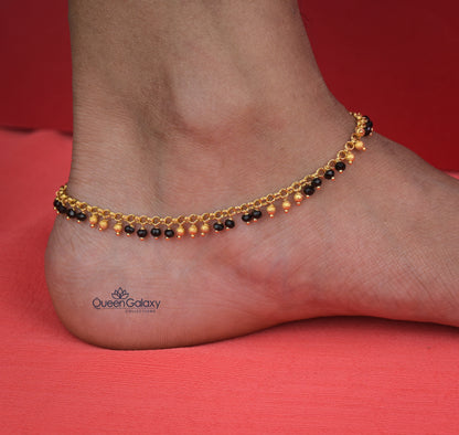 Goldplated Cristal Black Anklet