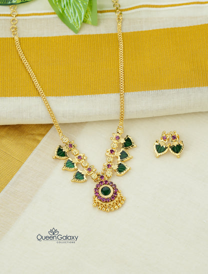 Goldplated Palakka Necklace And Stud