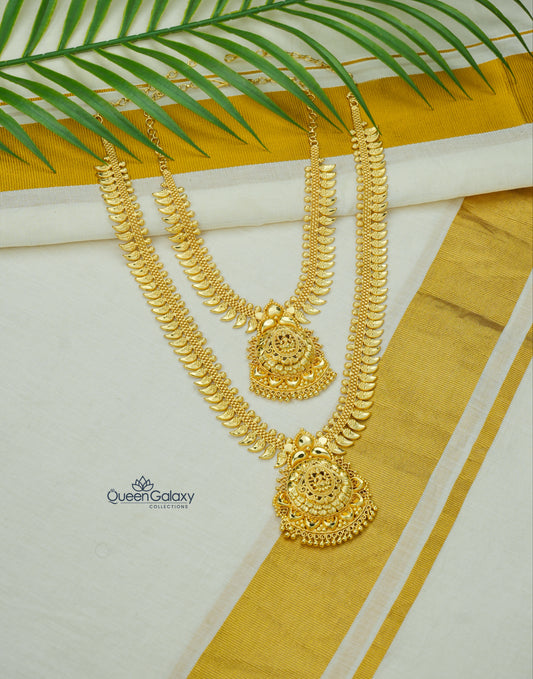 Goldplated  Lakshmi Longharam And Necklace