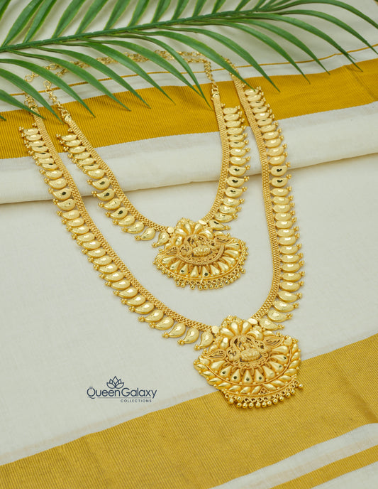 Goldplated Lakshmi Longharam And Necklace