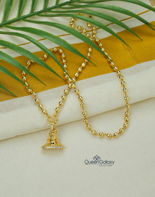 Goldplated Ball Chain With Siva Pendant