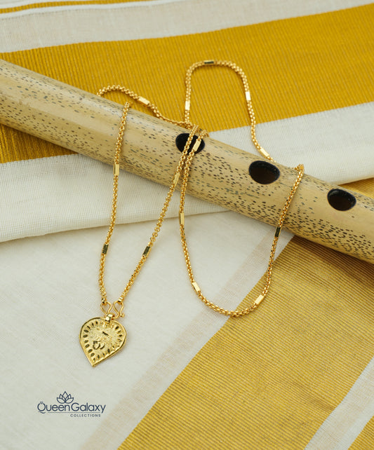 Gold Plated Box Chain with Hindu Thali Pendant - queen galaxy collection