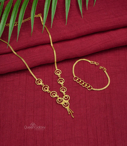 Goldplated Simple Necklace And Bracelet Combo.