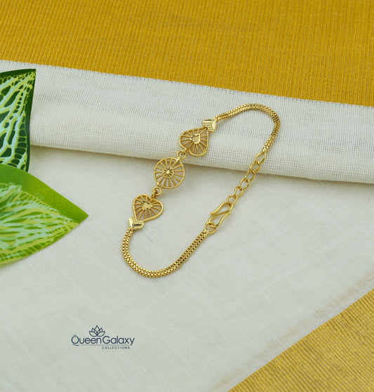 Gold Plated Heart & Disc Motif Bracelet
