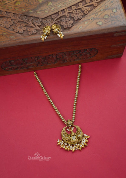 Antique AD Stone Lakshmi Necklace With Earrings