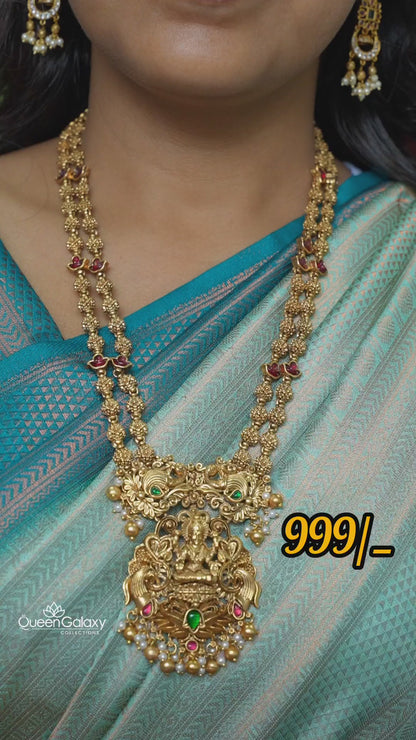 Antique Lakshmi Longharam With Jimikki