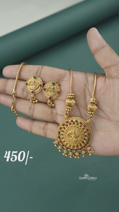 Antique Lakshmi Necklace With Earrings