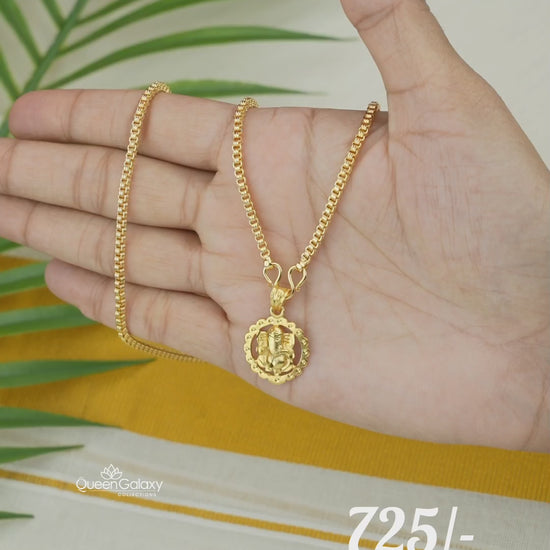 Gold-plated box chain with Ganesha pendant – Queen Galaxy Collections